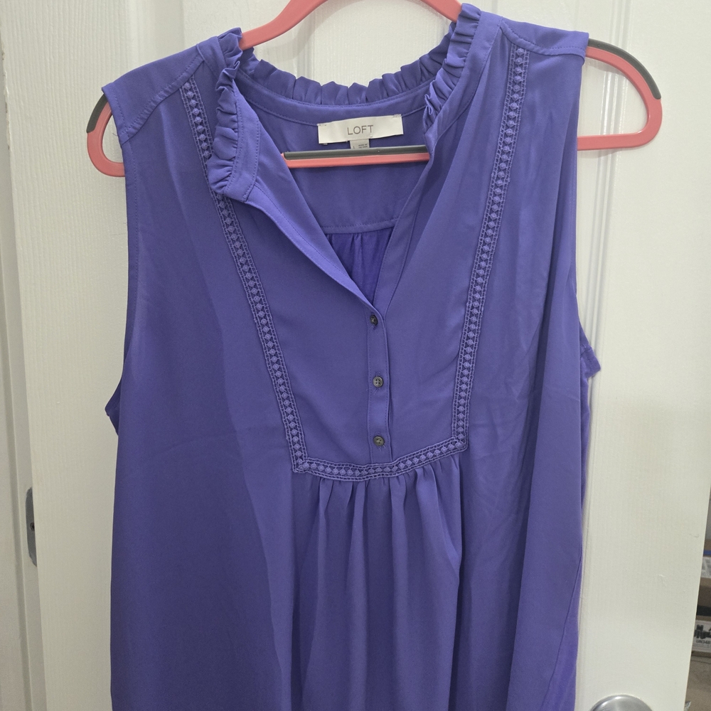 LOFT Ruffled Purple Blouse